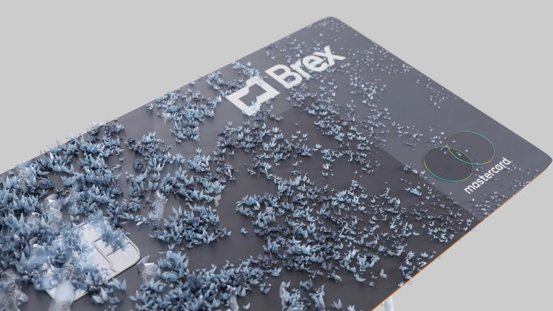 A Brex card in a three-dimensional field of translucent fragments