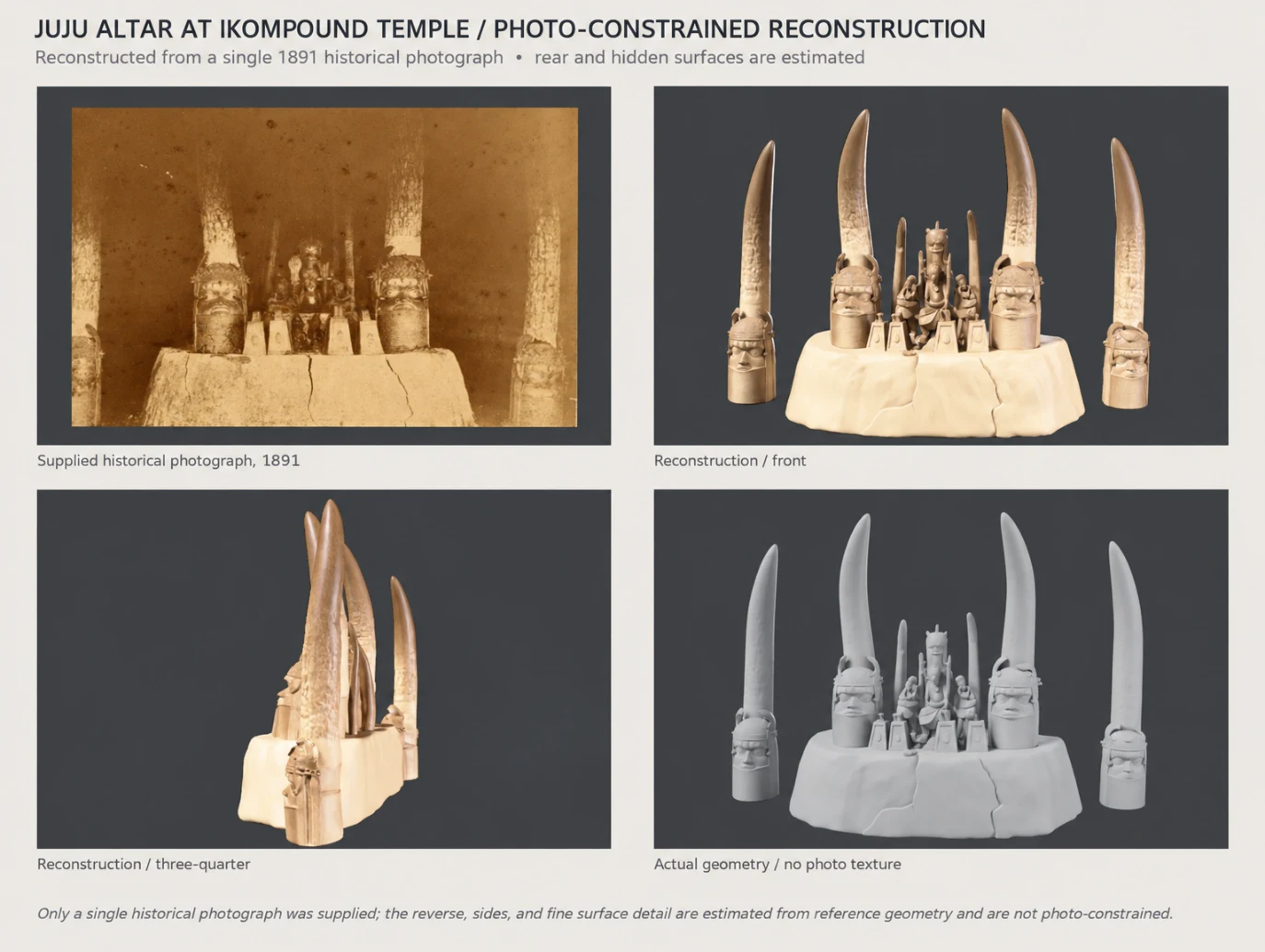 Comparison of the archival altar photograph and AI-assisted reconstruction
